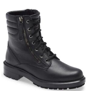 Aquatalia Laila leather combat moto boots